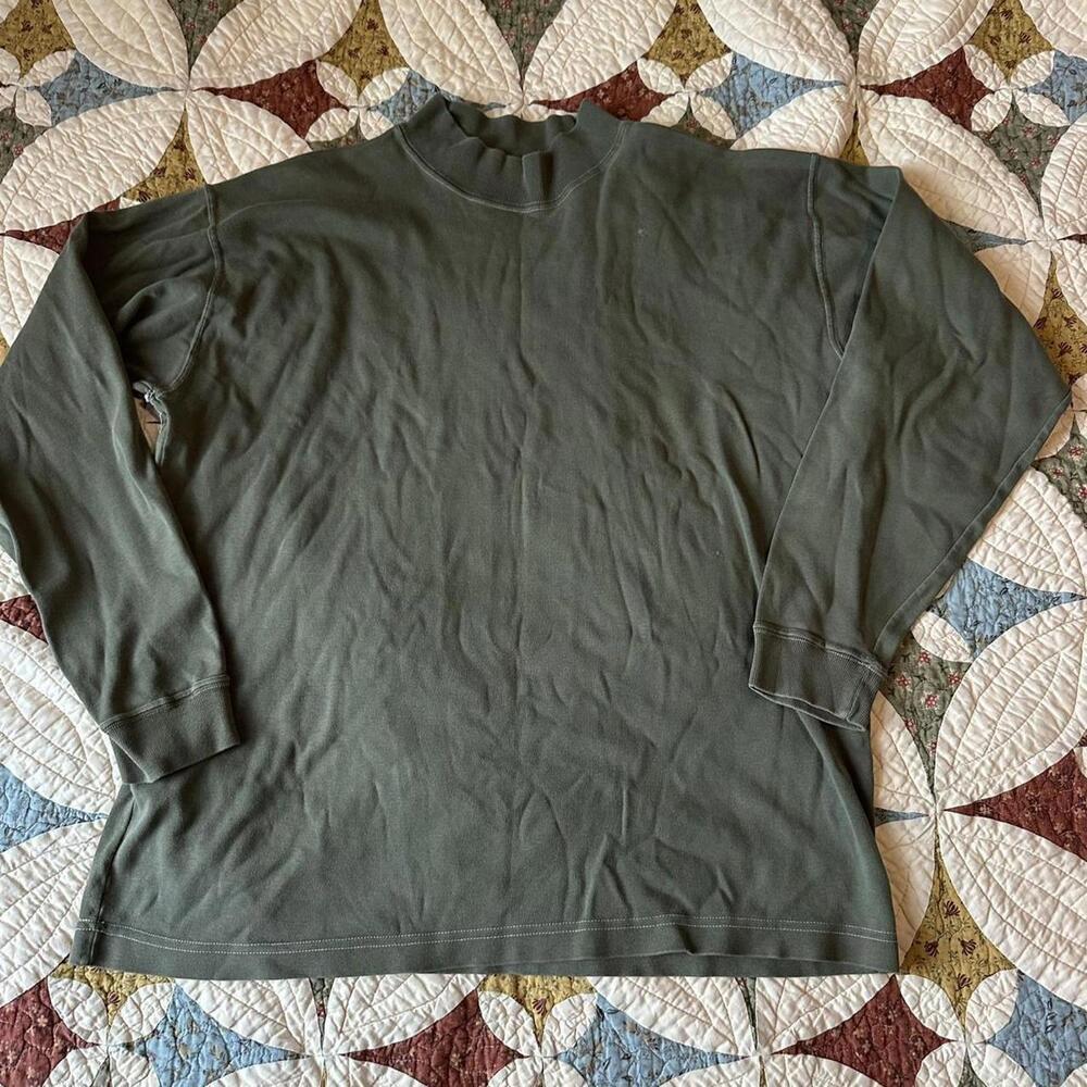 Vintage 90s Y2K Tactics men’s green long sleeve mock neck top size L layering
